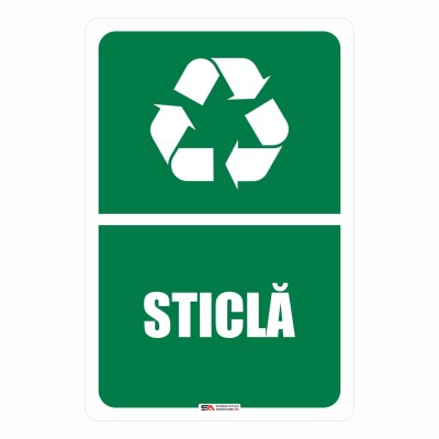 Sticla Simbol Reciclare Placa sau Autocolant