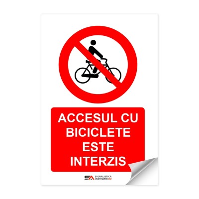 Accesul cu biciclete este interzis – autocolant
