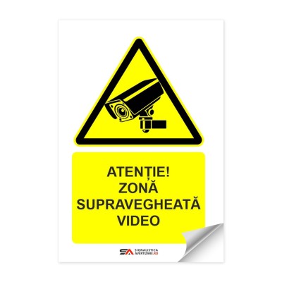 Atentie zona supravegheata video – autocolant