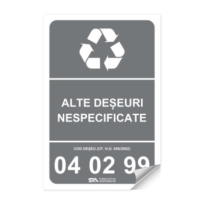 Etichetă cod deșeu 04 02 99 - autocolant