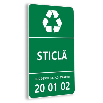 Simboluri de Reciclare Sticla 20 01 02 – panou rigid